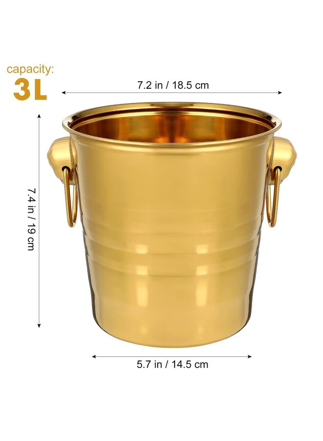 يُسلِّم دلاء ثلج، دلاء ثلج معدنية، دلو ثلج من الفولاذ المقاوم للصدأ، دلو تبريد، حاوية زجاجات الشمبانيا والنبيذ للمنزل والحفلات - 3 لتر (اللون: ذهبي) - Image 2